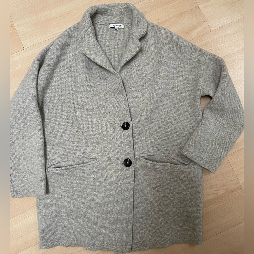 Madewell Women’s Knit Oversized Cardigan Sweater Button  Thick Gray Size Small